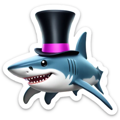 Shark with a top hat with balls sticker