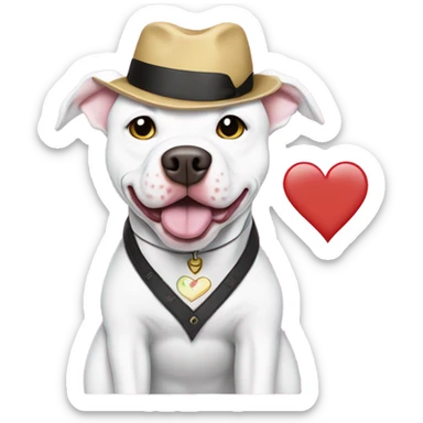 White pitbull with a shirt that says I heart gays sticker