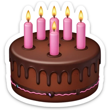 Create a chocolate birdthay cake with pink candles sticker