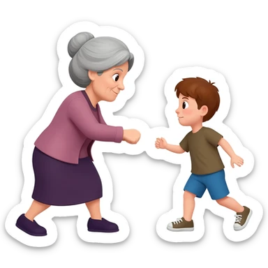 Grandma flogging a child sticker
