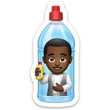 Shawn "Diddy" Combs holding a bottle of baby oil sticker
