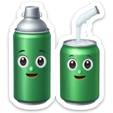 Green Soda can on left and Salt Jug on right sticker