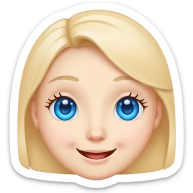 Smiling face with blue heart eyes, cute sticker