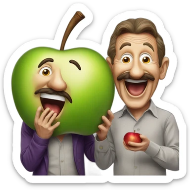 Chuckle Brothers eating a giant apple sticker