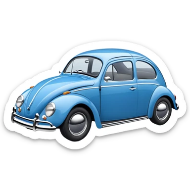 blue oval Fusca car side view sticker