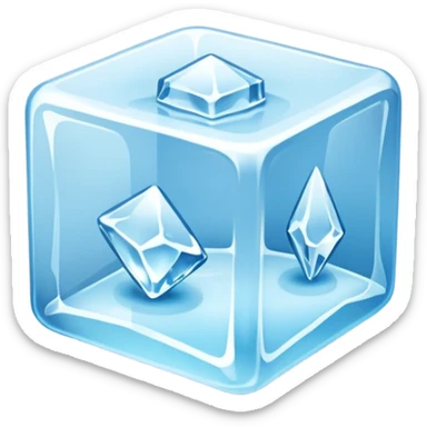 ice cube object icon, crystal clear ice, glossy, small frost details, 3D cartoon, soft shadow, mobile game icon style, centered, clean background, no text, no watermark sticker
