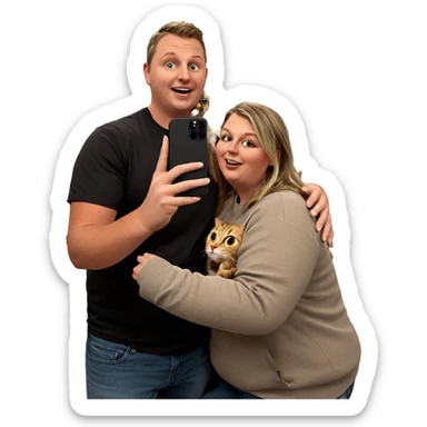 selfie with cat and friends sticker