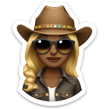 Cowgirl with sunglasses with highlights in hair sticker