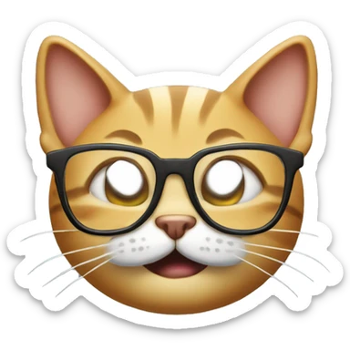 smirking cat with nerdy teeth and glasses sticker