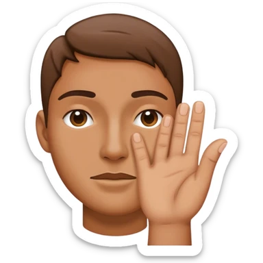 Face with hand halfway leveled in front of face  sticker