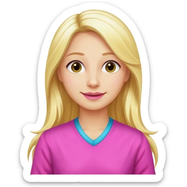 Illustrate Enid Sinclair with long blonde hair streaked with pink, colorful clothes & bright cheerful expression. sticker