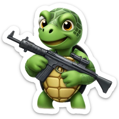 Turtle with gun and phone sticker
