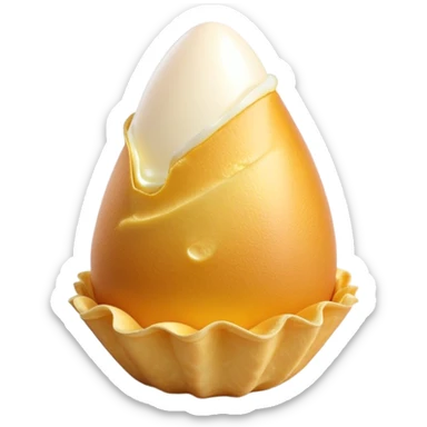 3D rendered authentic Hong Kong egg puffs (港式鸡蛋仔) folded into cone shape, golden bubbly texture, hyper-realistic egg-shaped bubbles, glossy finish, detailed texture sticker