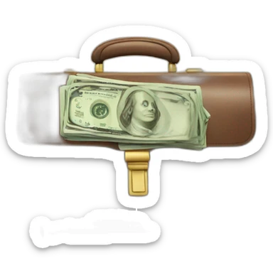 briefcase with money sticker