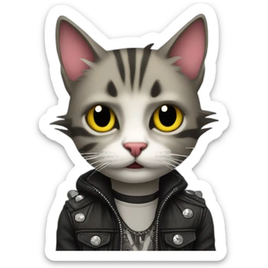 punk style cat sticker