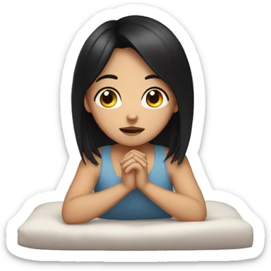 girl with black hair begging to sleep sticker