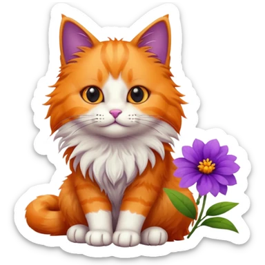 Cat and flower sticker