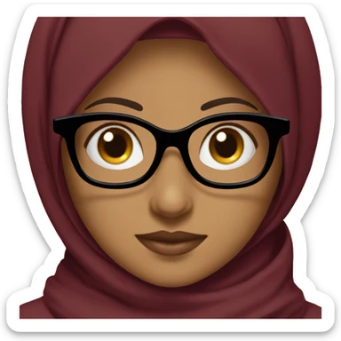 Hijabic girl with a burgundy coat and black glases sticker