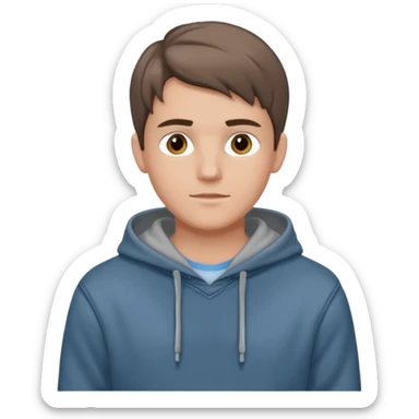 Kjekk gutt (lys i huden) som har pynta seg. Har på seg Jeans og grå hette genser og håret skal være  midtskill og fargen på håret er brunt sticker