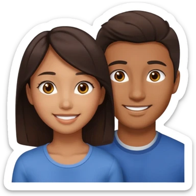A darker Asian girl with brown eyes and dark brown hair, with her caucasian boyfriend who has hazel eyes and light brown hair. sticker