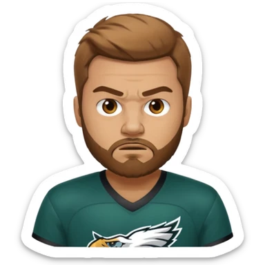 Angry eagles fan male with short light brown hair and beard sticker