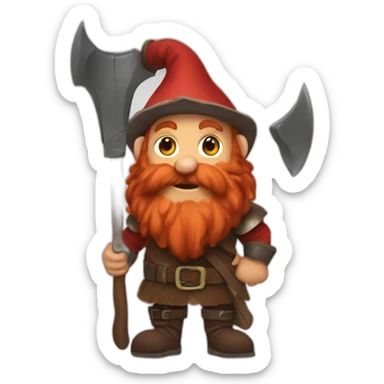 A red beard dwarf with an axe sticker