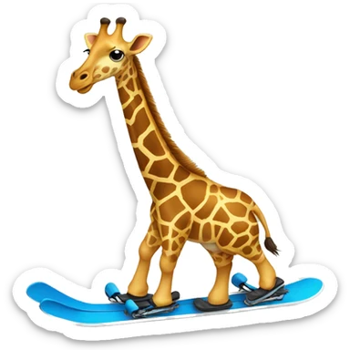 a giraffe on skis sticker