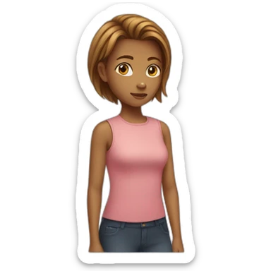 Girl with brawn hear    sticker