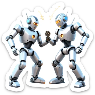 robotic fight between two futuristic robots  sticker