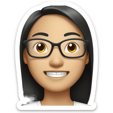 A smiling Asian woman with black hair, wearing sunglasses.  sticker