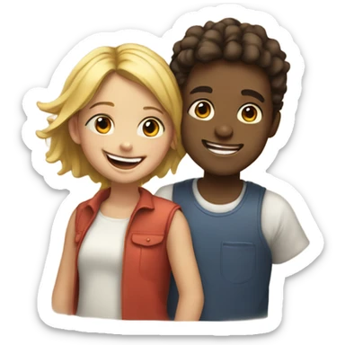 Boy and gril sharing a smile sticker