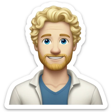 full body light curl blonde 30yo man blue eyed pale skin sticker