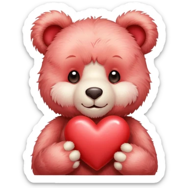 light red cute teddy bear sending hearts and love sticker