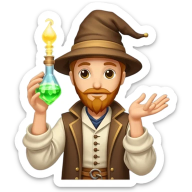 alchemist offering mysterious glowing vial sticker
