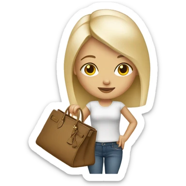 Fashion blond girl with birkin bag sticker