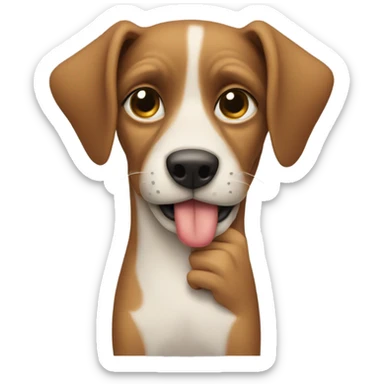dog smirking with finger over lips like shh  sticker