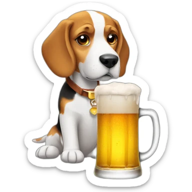 beagle with beer sticker