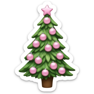 christmas tree with pale pink decorations sticker
