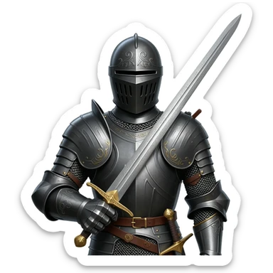 a black Knight with a long sowrd in front and facing forword sticker