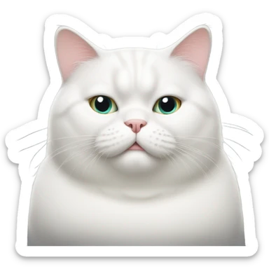 Fat white cat sticker