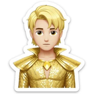  Apollo from Lore Olympus with gold hair, gold sequin outfit sticker