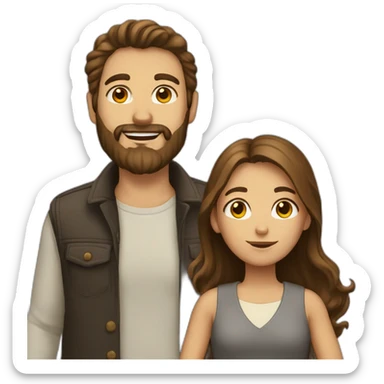 Man beard and  girl with brown hair sticker