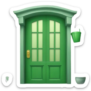 green door and cofe sticker