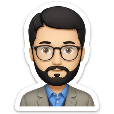 Professor in the la casa de papel TV show, black hair with beard sticker