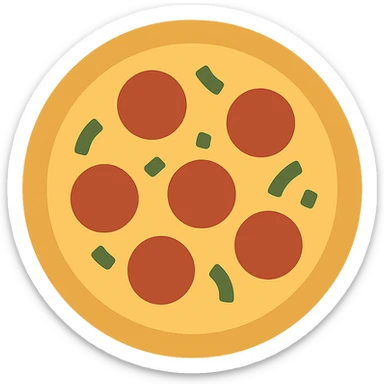 A pizza icon, flat design, simple and clean, with minimal details sticker