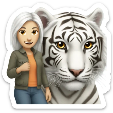 White tiger with woman sticker
