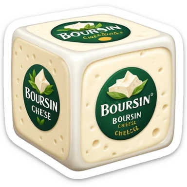 cube of Boursin cheese, soft spreadable texture, hints of herbs, clean modern style sticker