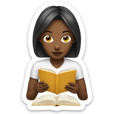 Female reading wit tea sticker