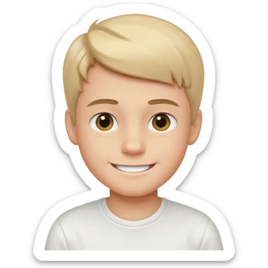 smiling boy in white shirt sticker