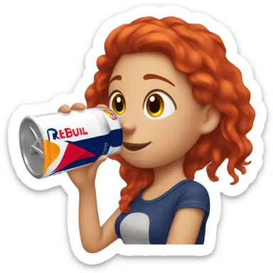 Girl with red hair drinking a redbull  sticker